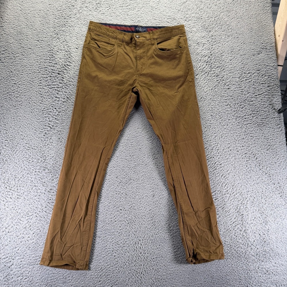Across the Pond Pant Mens 34x30 Brown Cotton Khakis Straight Workwear Stretch